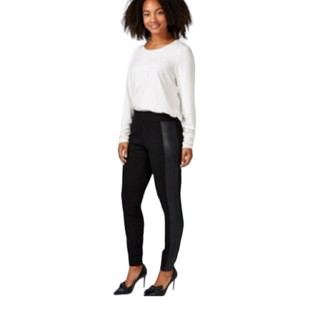 EUC - H by Halston Faux Leather Pants with Zipper - size Large